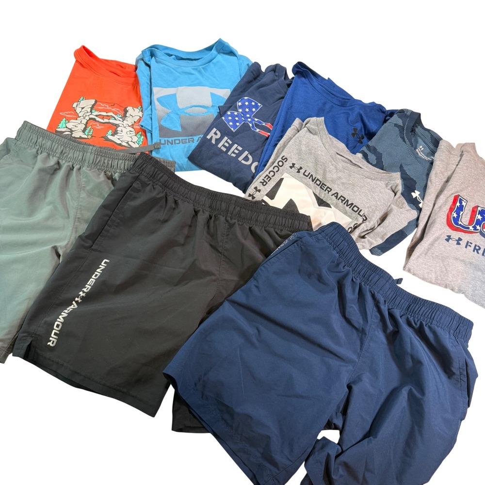 Under Armour T-Shirt & Shorts Lot Boys Large Multicolor Graphic Activewear